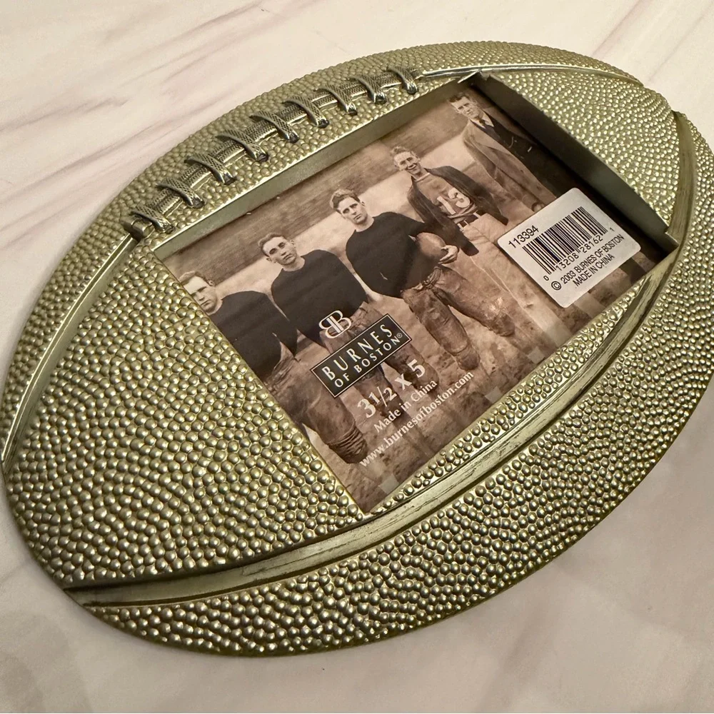 Burnes of Boston Hefty Goldtone Pewter Football Picture Frame - NEW